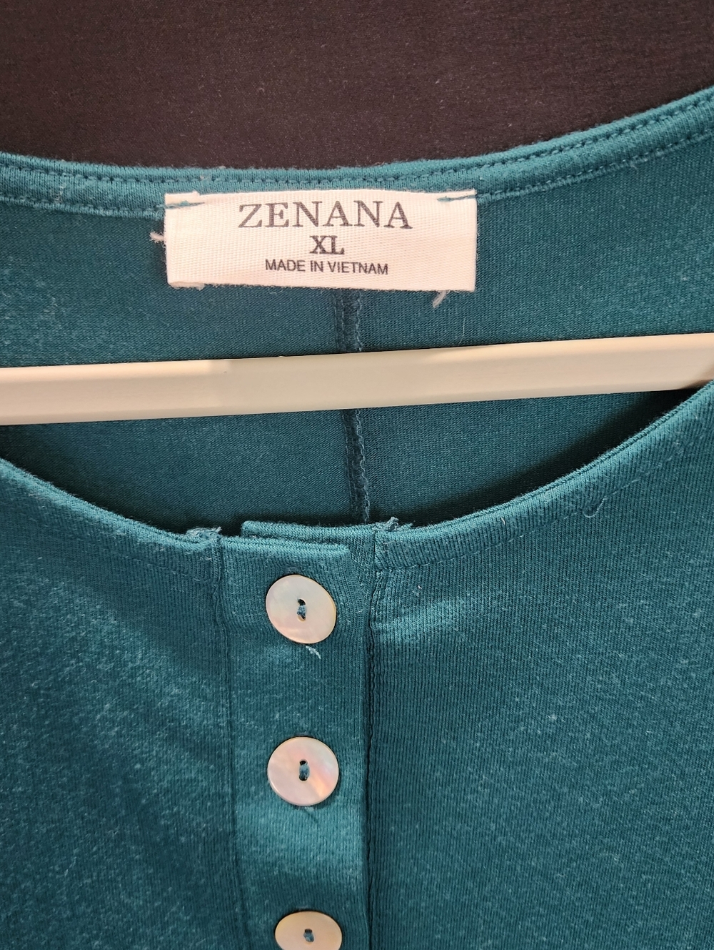 Soft Teal Henley Long Sleeve Top | Zenana | XL - Picture 3 of 5